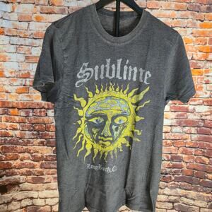 Sublime Sun Logo Graphic T Shirt Mens M Gray Band Tee Long Beach CA Rock